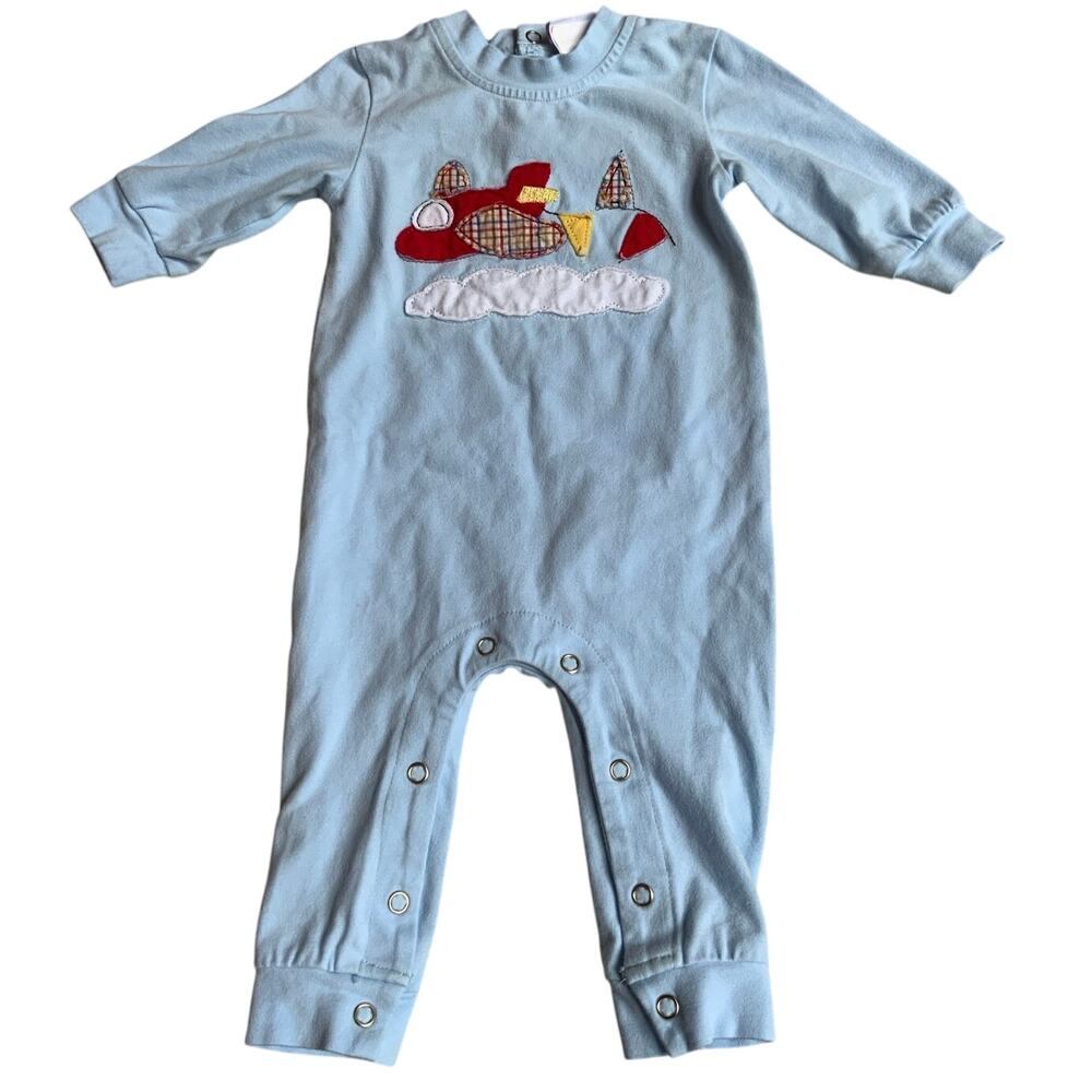 Stitchy Fish Airplane Outfit size 3‎ mo